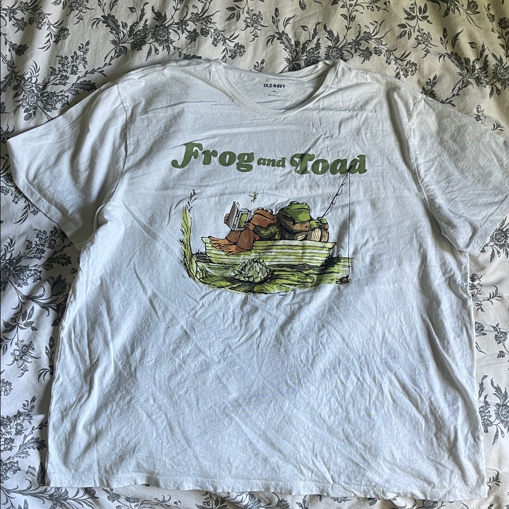 Old Navy White Frog and Toad Graphic Tee